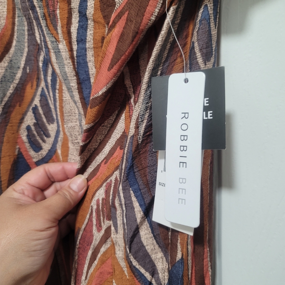 Robbie Bee Brown and Blue Tiered Sundress Size M - Picture 7 of 9